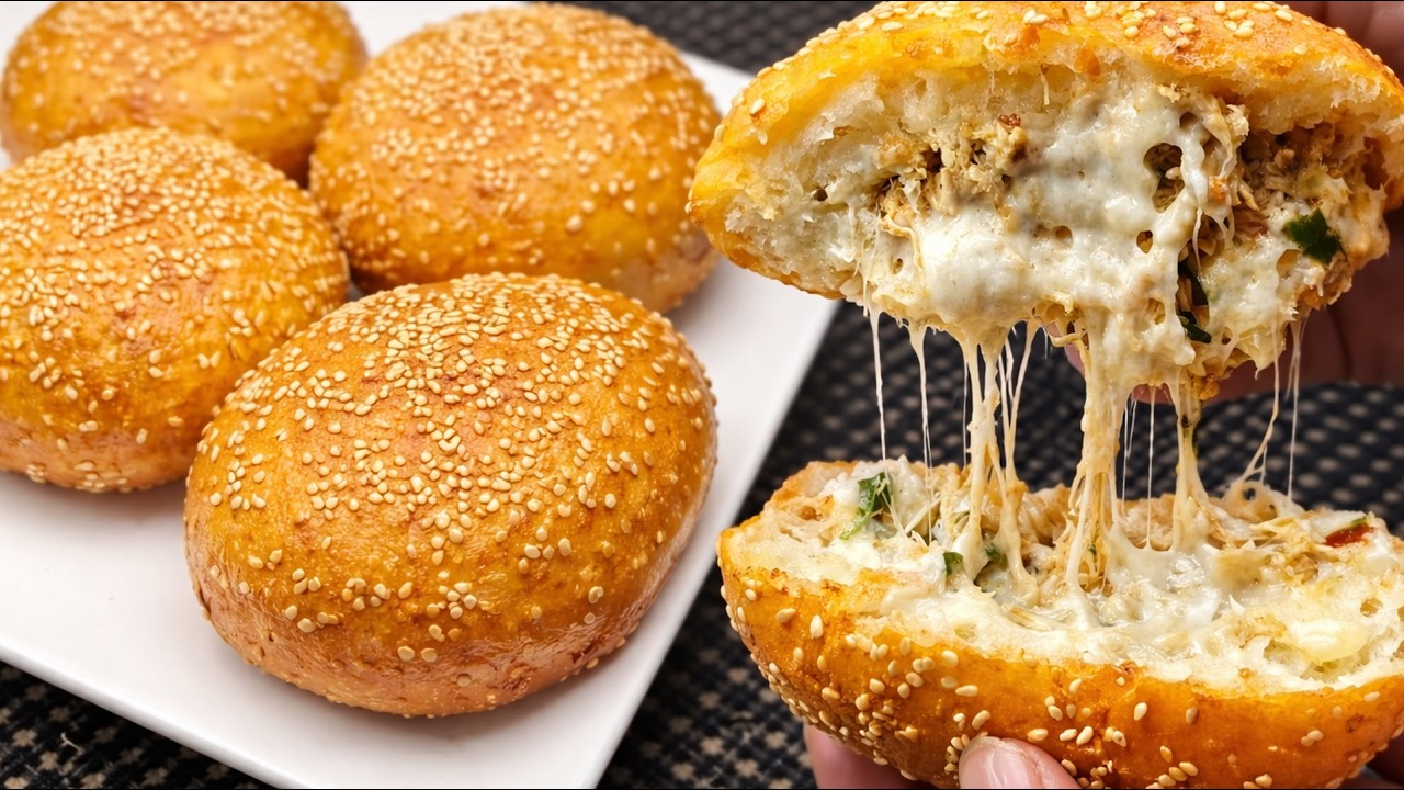 Cheesy Chicken Bomboloni Bun | Crispy Stuffed Chicken Cheese Bun Recipe