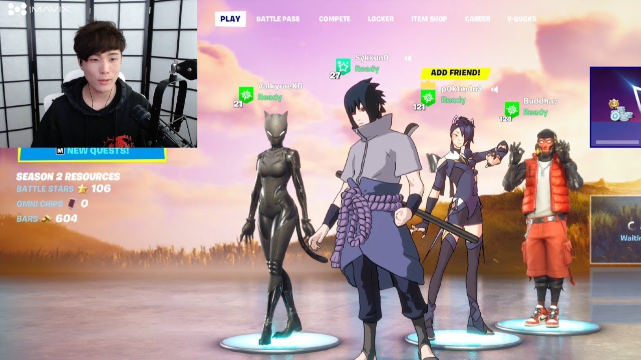 Sykkuno in Fortnite Tournament with Valkyrae , Pokimane and Buddha