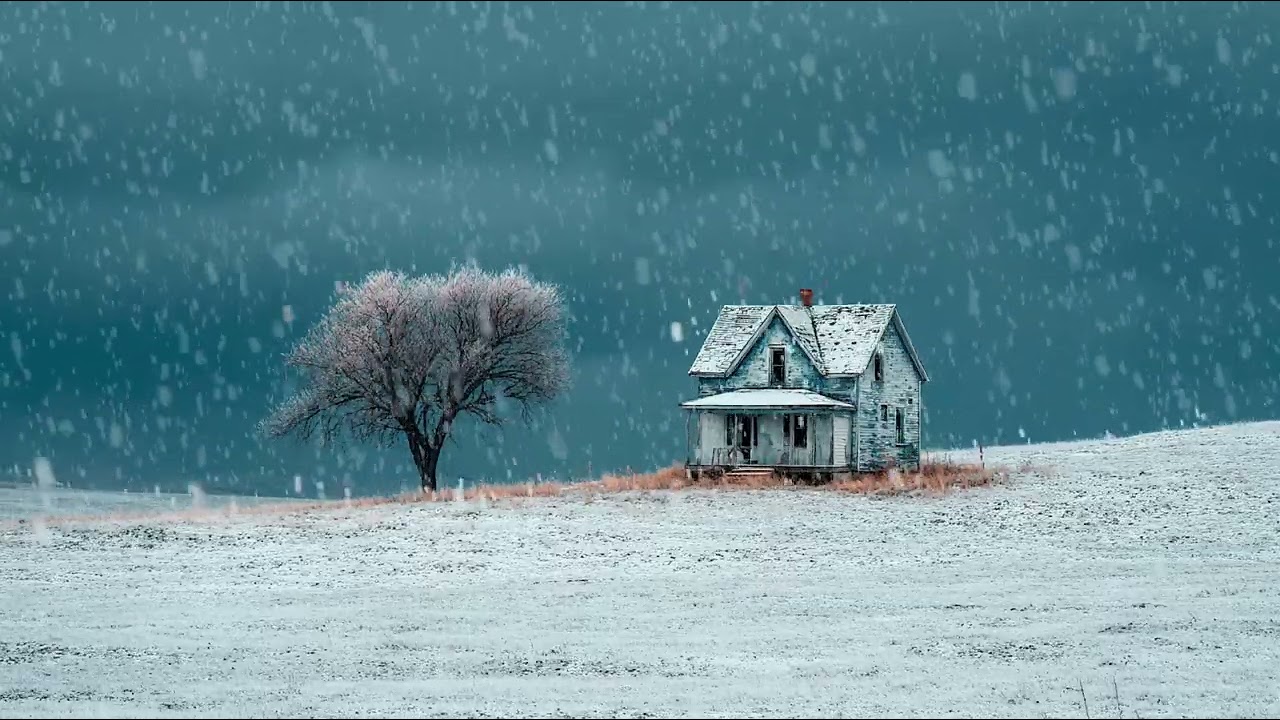 Cold winter night with soft snowfall sounds | Peaceful ambience to calm your thoughts and mind