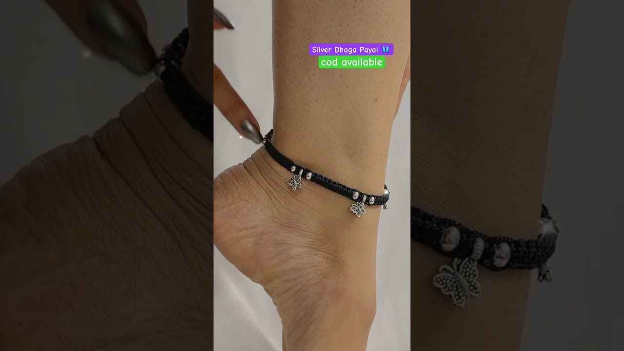 new designer silver black thread anklets 🦋 , with 70% discount 