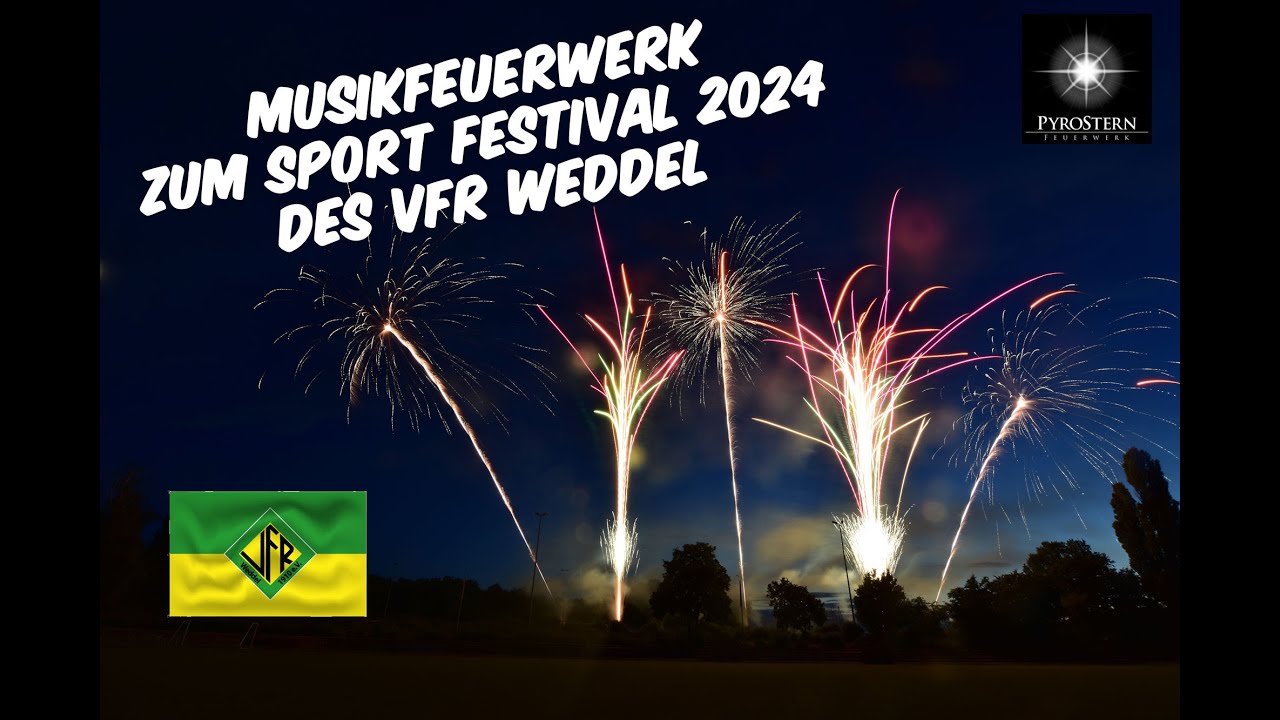 Musikfeuerwerk zum Sport Festival 2024 des VfR Weddel von PyroStern - Feuerwerk