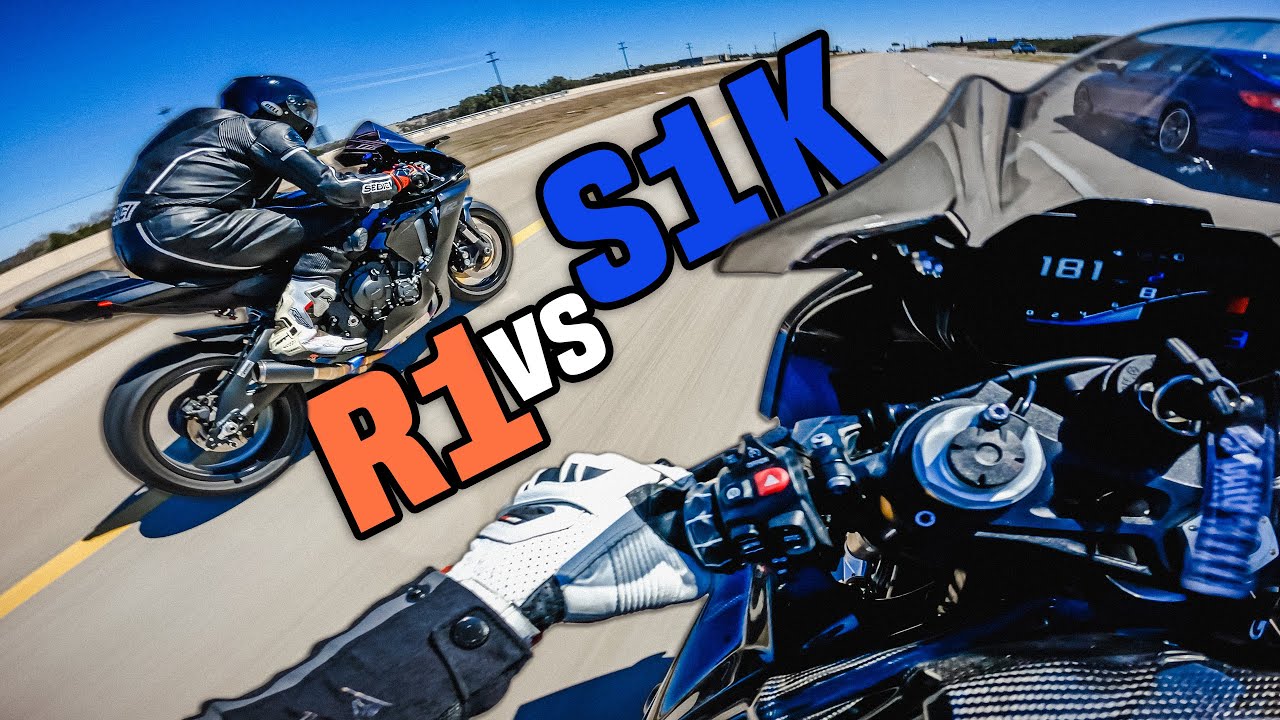 Yamaha R1 против BMW S1000RR — ГОНКА на скорости 180 миль в час и более