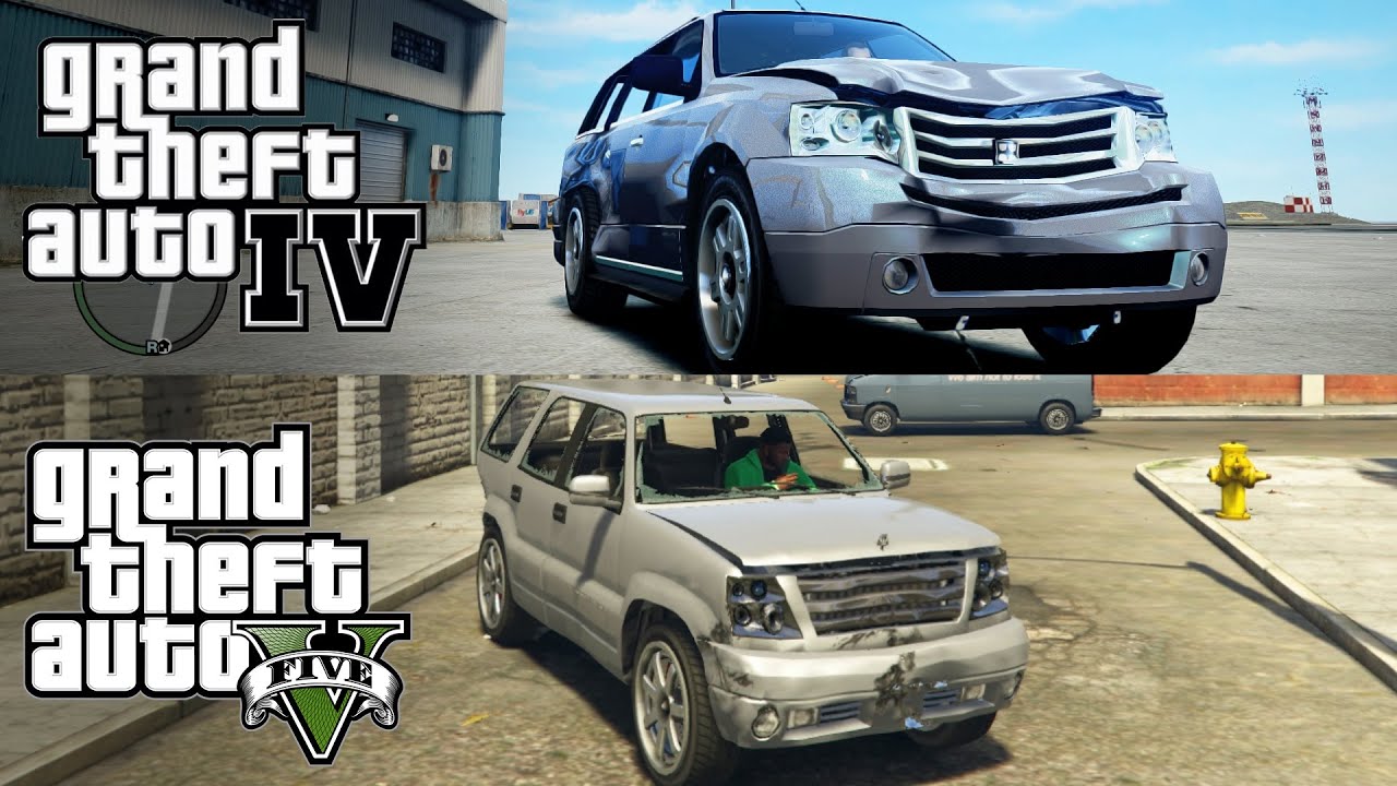 GTA V vs GTA IV [Car Damage Physics]