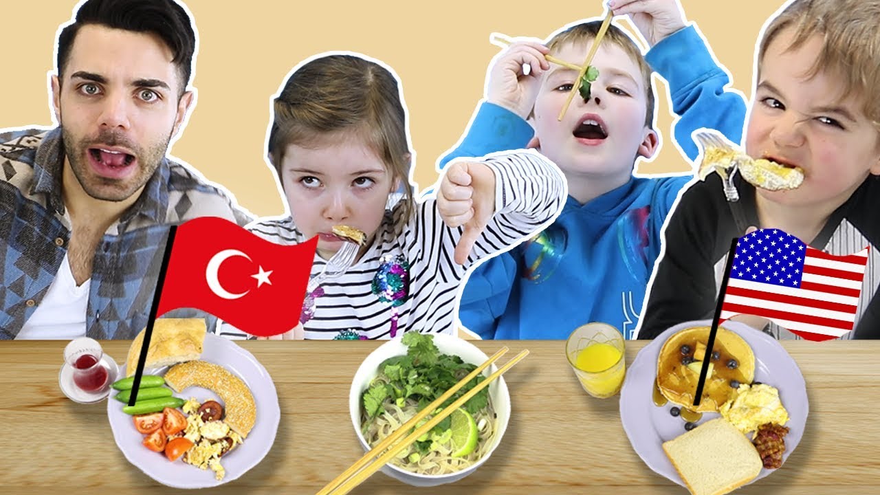 6 Kinder probieren zum 1. Mal FR&Uuml;HST&Uuml;CK AUS ALLER WELT Emrah