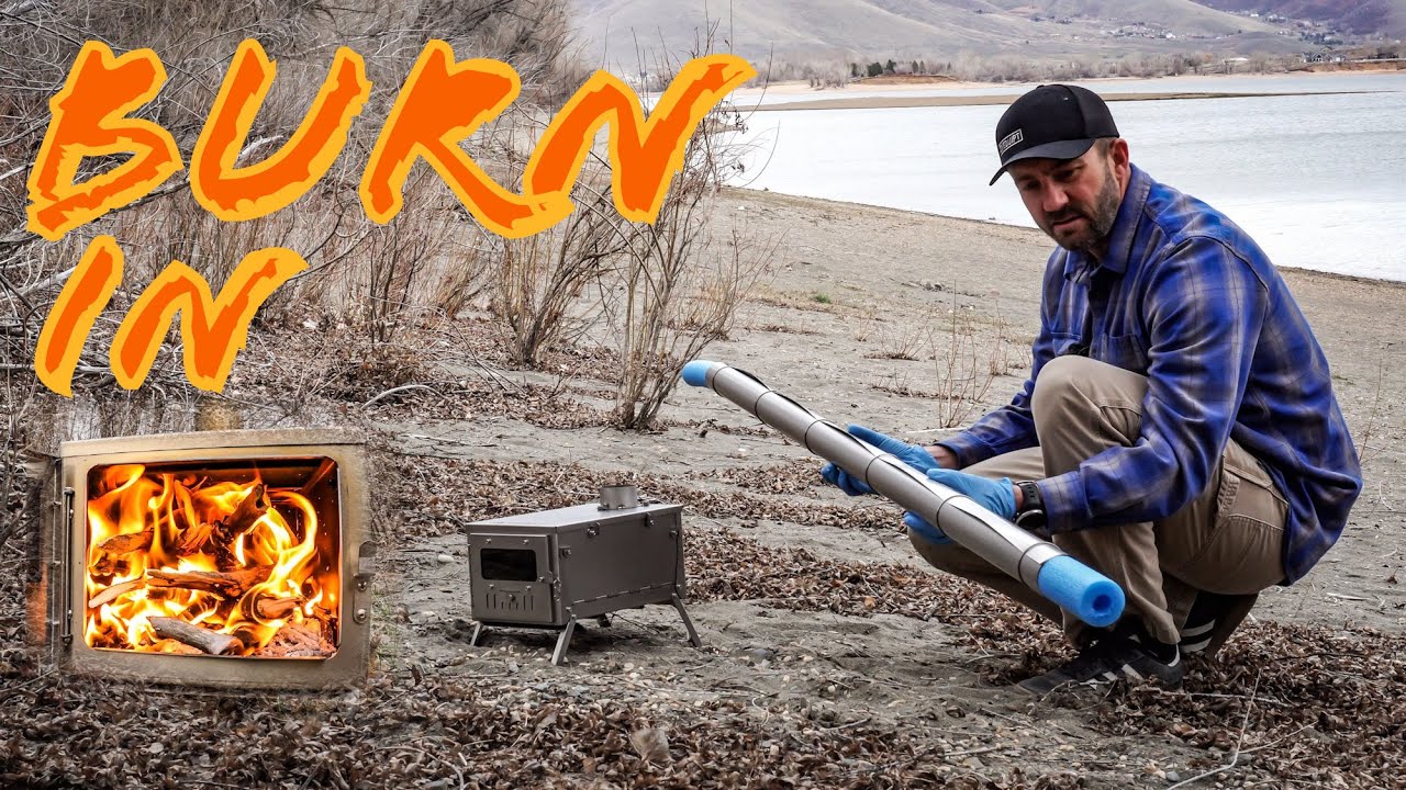 HOT TENT STOVE SETUP & BURN IN | Pomoly T1 Mini Titanium