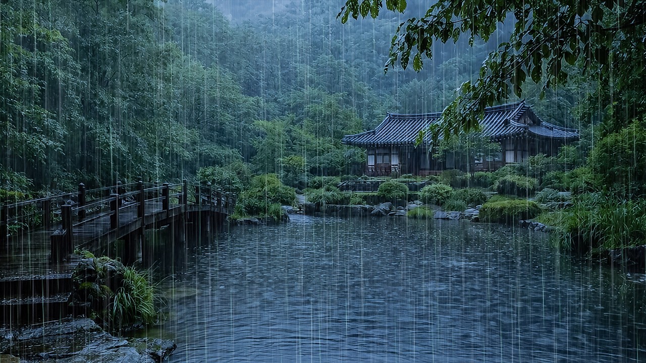 LET GO of Tension with Rain Sounds | Soft Rain on Forest Lake | ASMR Nature Rain Sounds for Sleeping