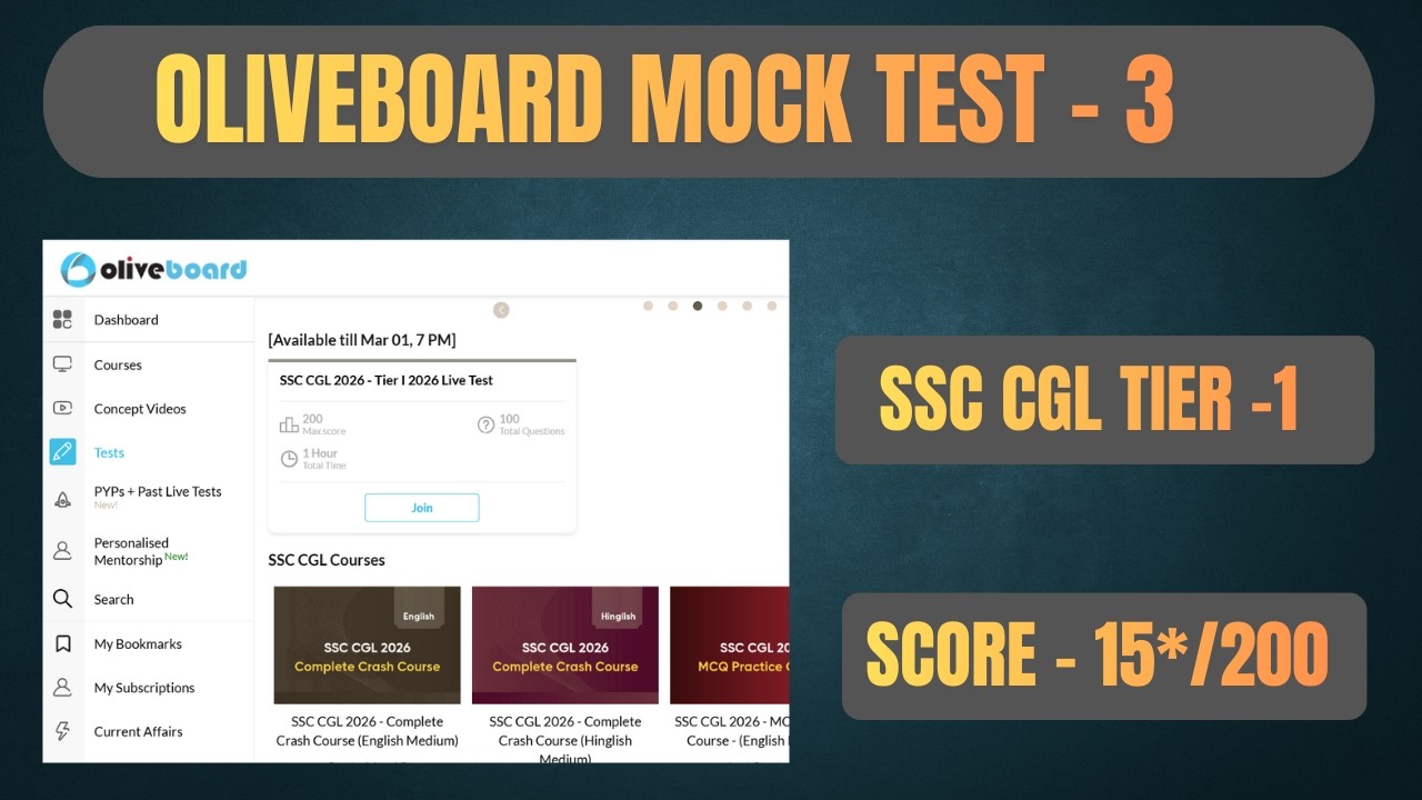 Oliveboard SSC CGL tier 1 mock 3