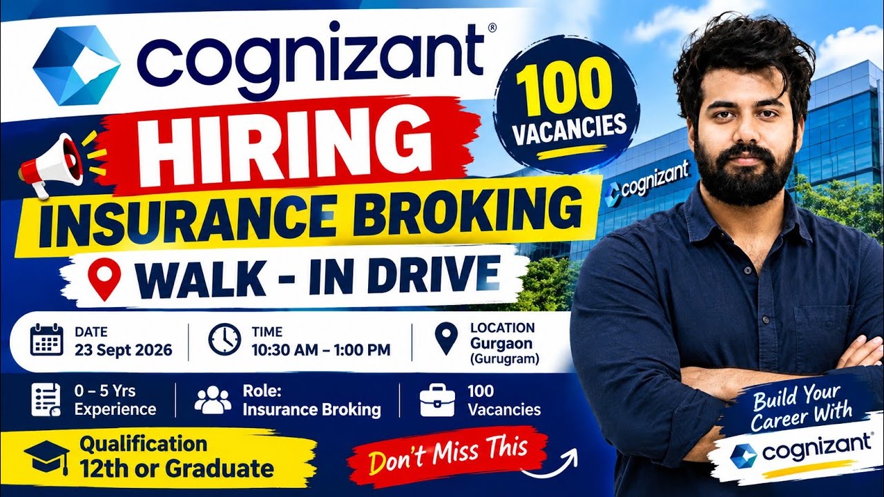 Cognizant Walk-in Hiring 2026 | Insurance Process | Gurgaon | 0&ndash;5 Yrs Experience #jobs #mnc #hiring 