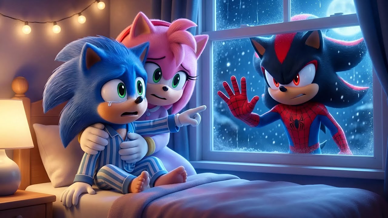 A Cozy Night 🌙 Sonic and Amy Smile 💙 While Shadow Watches Protectively ❄️✨