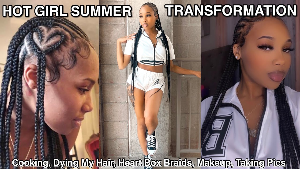 GLOWING UP FOR HOT GIRL SUMMER VLOG! (dying my hair, makeup, heart braids & more)