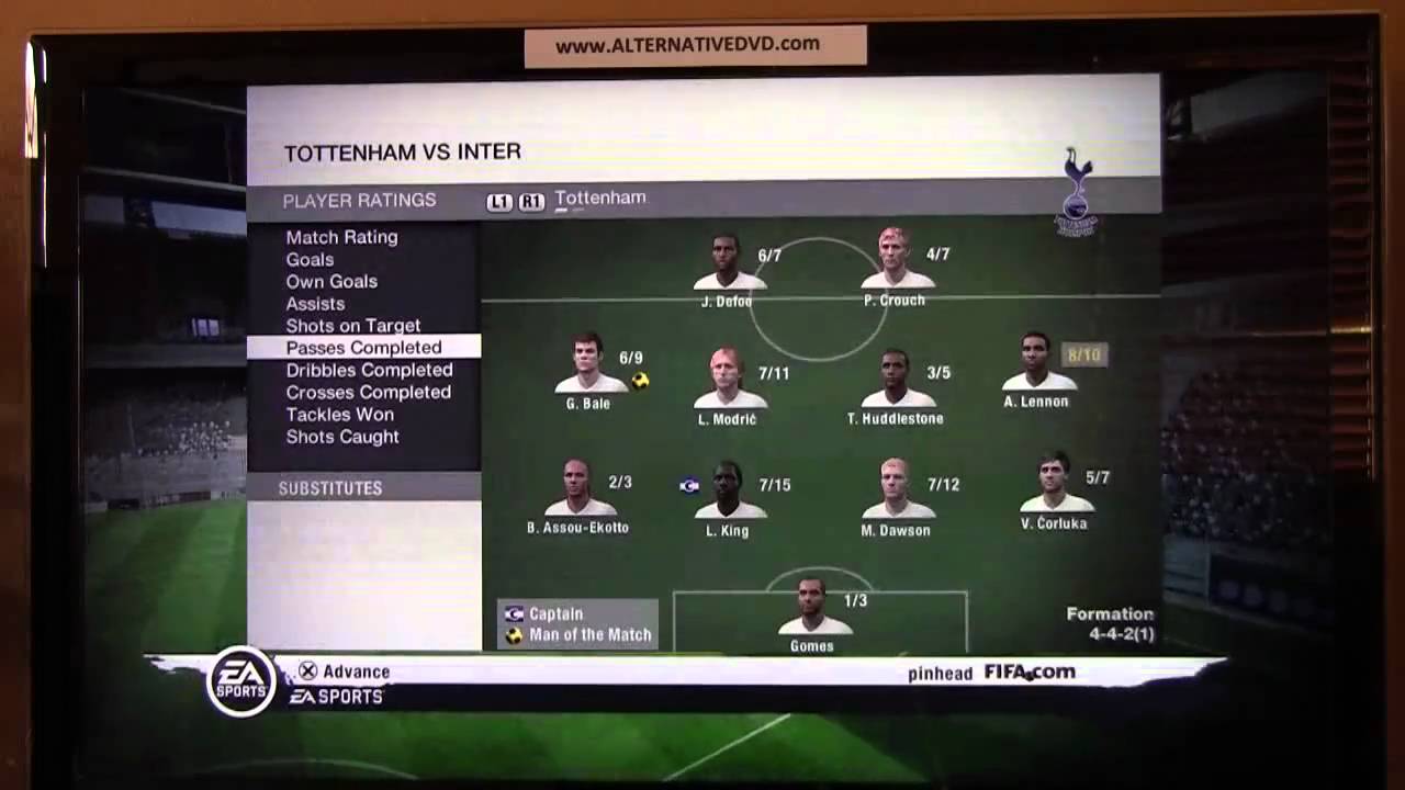 Fifa 11 PS3 Gameplay USA retail version End of the game stats