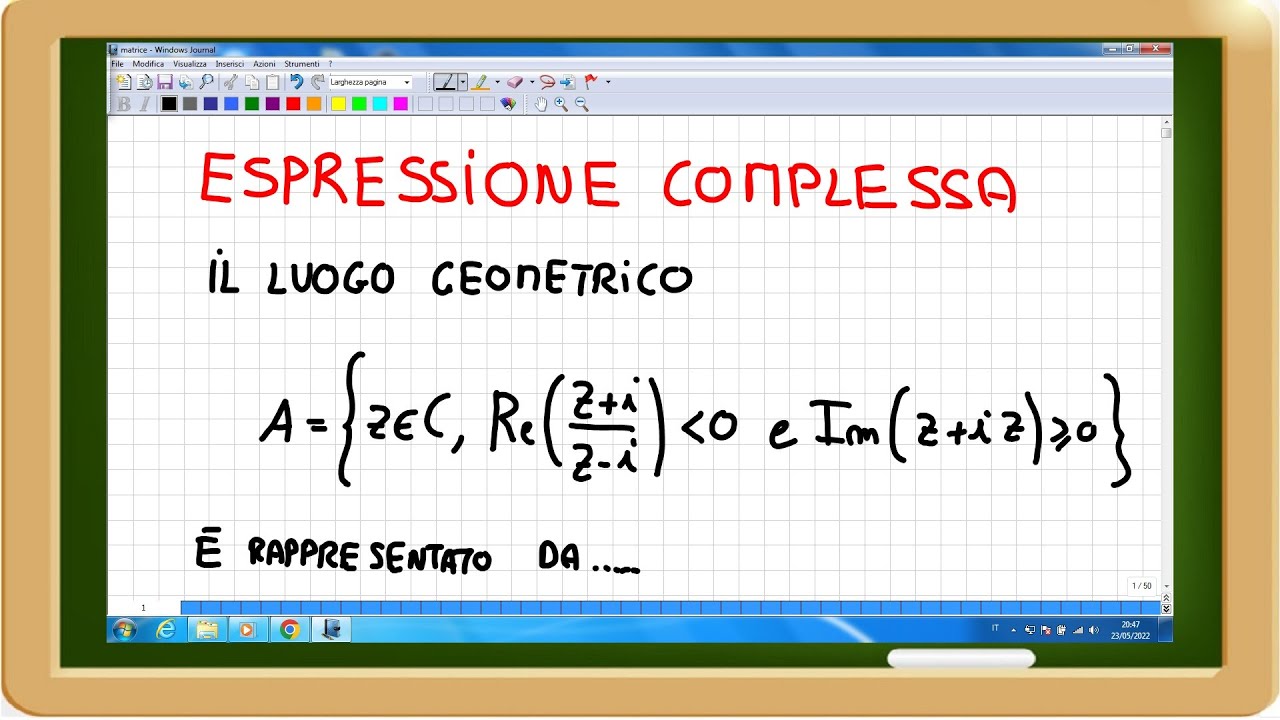 L'espressione complessa rappresenta il luogo geometrico...