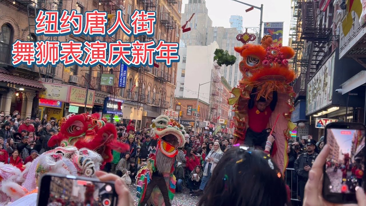 纽约中国城舞狮汇演欢庆新年 Chinatown Lion Dances Celibate Lunar New Year #chinesenewyear #liondance