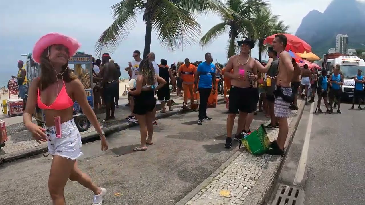4K Lively Leblon Carnival 2024 🔥 Rio's Tropical Escapade 🚶‍♂️🌴