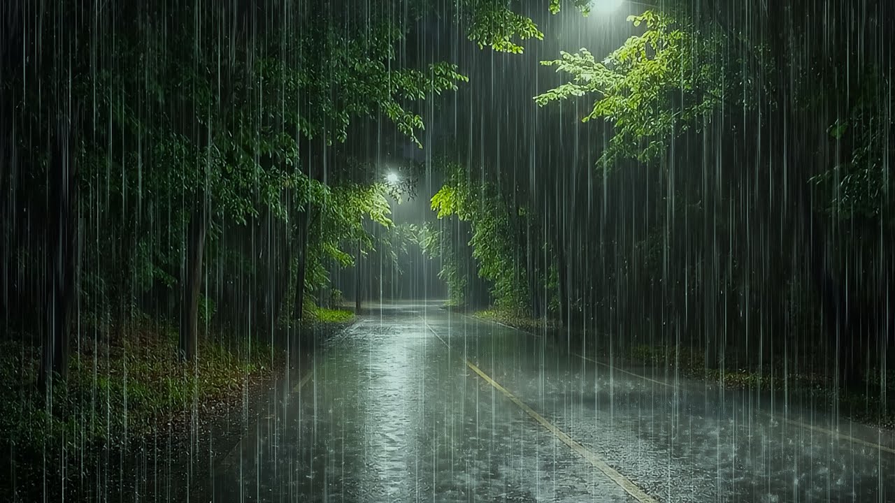 Heal Your Soul with Heavy Night Road Rain | ASMR White Noise Rain, Deep Sleep, Tinnitus Cure
