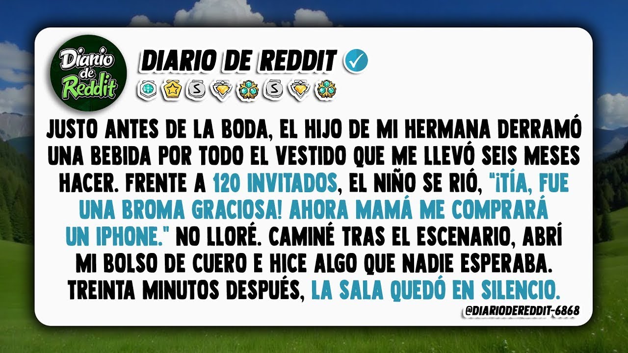 A escasos minutos de la ceremonia, la criatura de mi hermana tuvo a bien convertir en una piscina