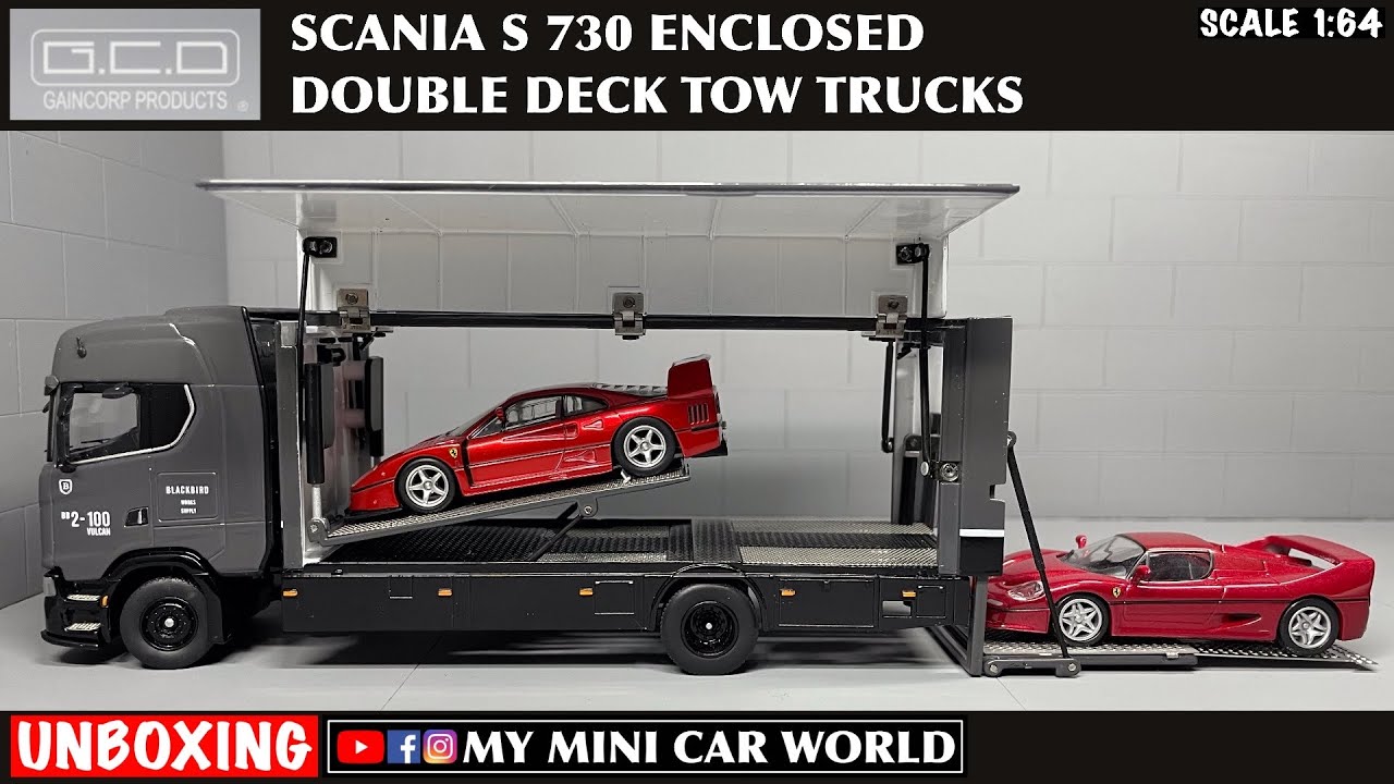 【MY MINI CAR WORLD】UNBOXING GCD 1/64 SCANIA S 730 ENCLOSED / DOUBLE DECK TOW TRUCKS