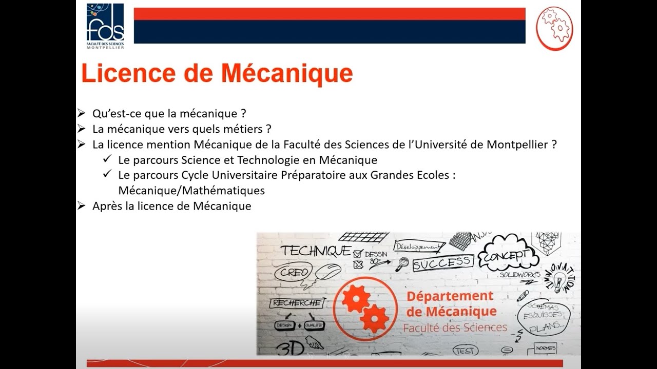 Présentation de la Licence de Mécanique
