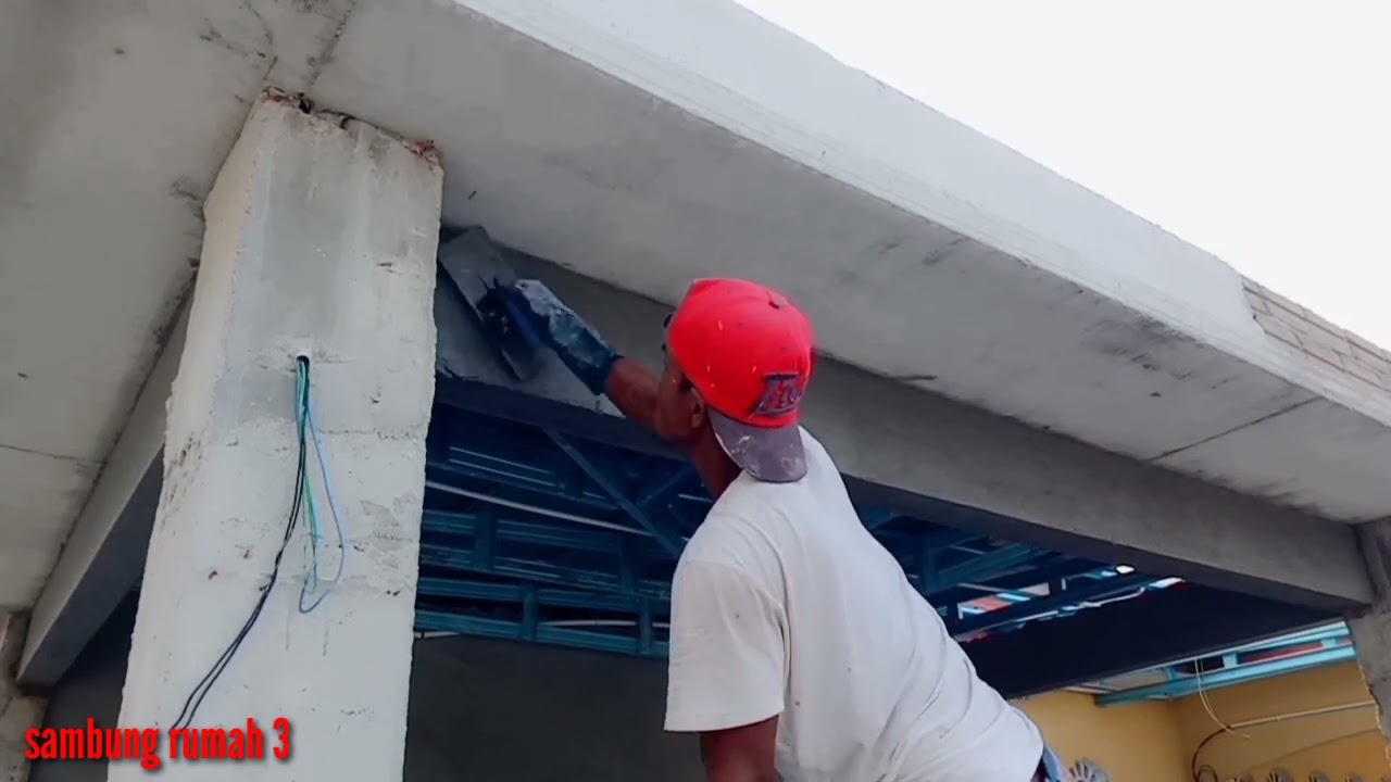 proses renovasi rumah/cara plaster dan melicin balok gantung