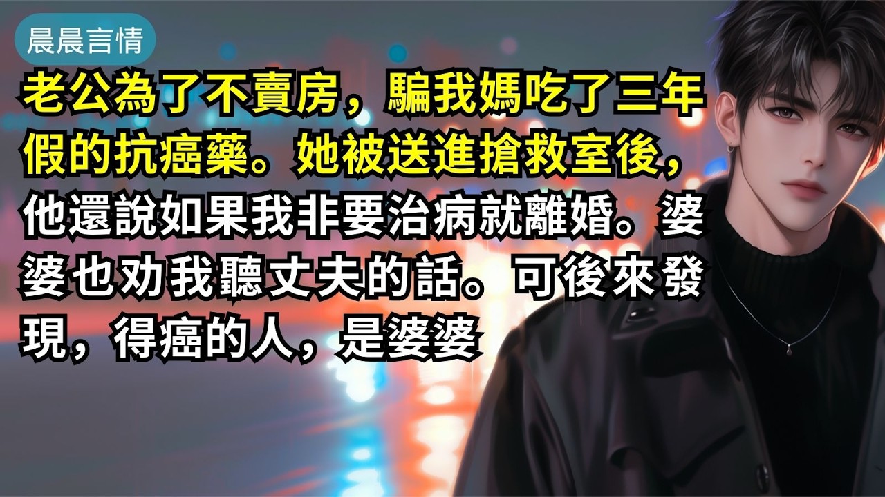 老公為了不賣房，騙我媽吃了三年假的抗癌藥。她被送進搶救室後，他還說如果我非要治病就離婚。婆婆也劝我聽丈夫的話。可後來發現，得癌的人，是婆婆