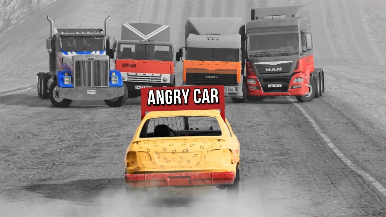 Beamng Drive: битва злых грузовиков против RoadRage | Авария грузовиков