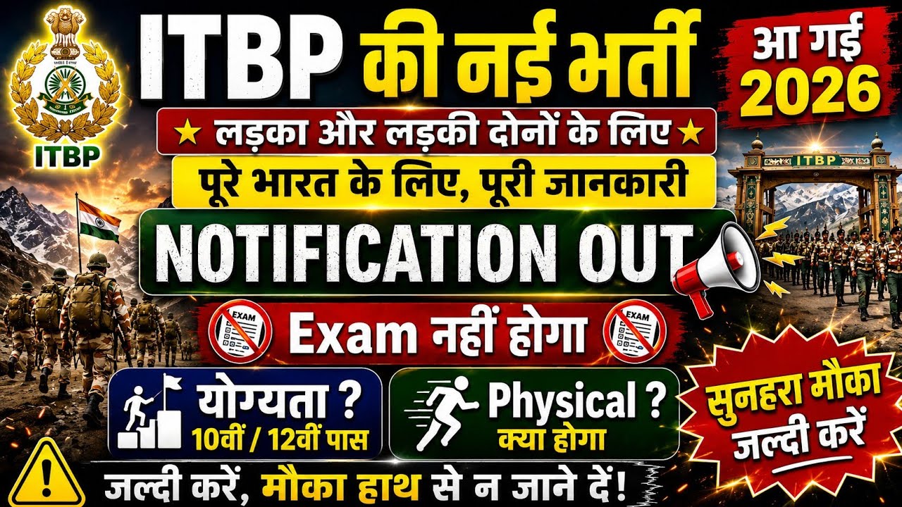 ITBP Recruitment 2026 Notification | ITBP New Vacancy 2026 | Government Jobs 2026