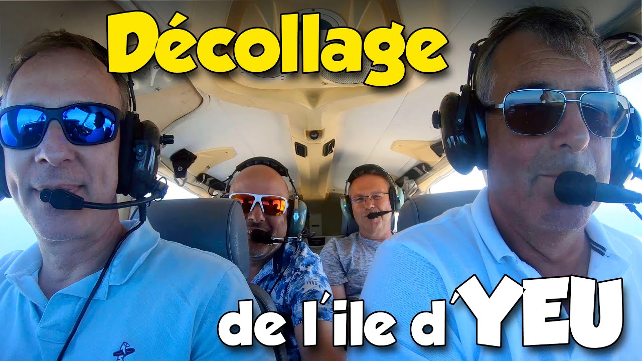 Décollage de l'île d'YEU (LFEY) en PA28 ATC audio aero, 4k