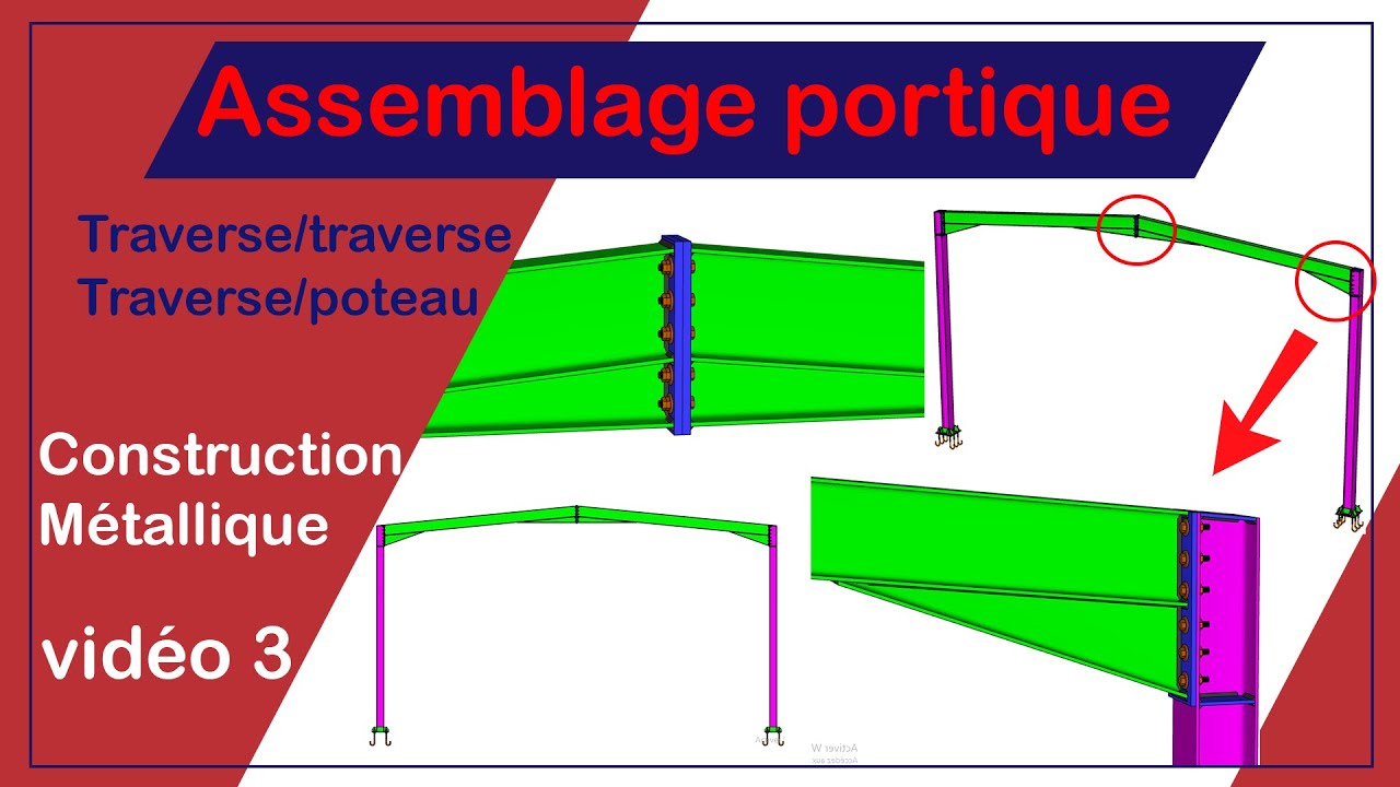 Assemblage d'un portique | assemblage traverse/traverse et traverse/poteau | Jarret en d&eacute;tail..