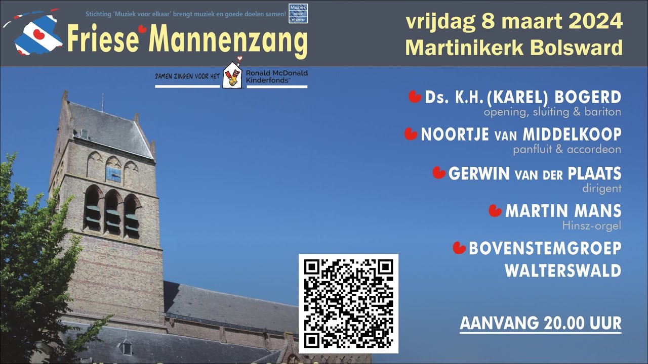 Mannenzang vanuit Bolsward t.b.v. Ronald McDonald Kinderfonds