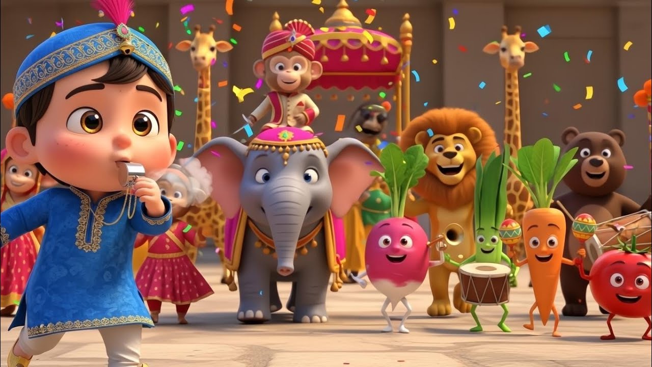 🦚  Nani Teri Morni Ko Mor Le Gaye | 🐻  कालू मदारी आया | बंदर की बारात💃| 3D Animals | Kids Video