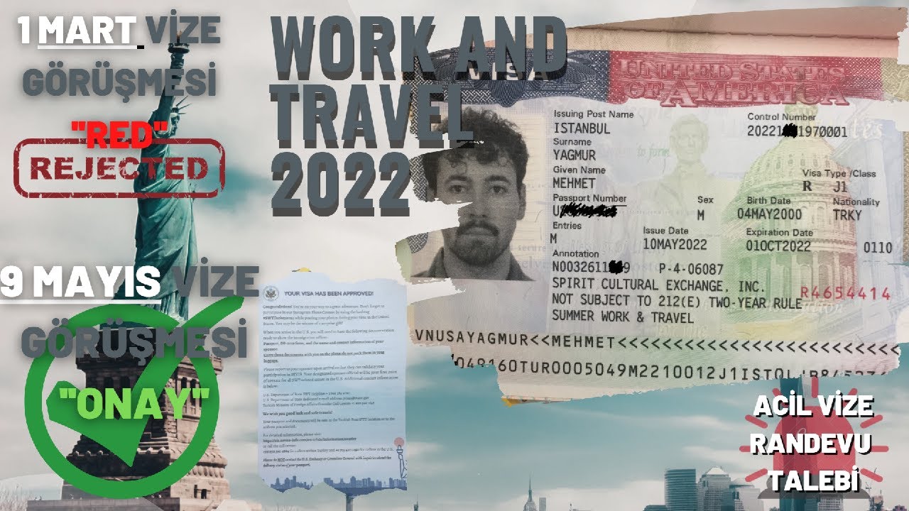 WORK AND TRAVEL 1. VİZE MÜLAKATINDAN RED 2. DEN ONAY ALDIM!!! #SWT2022 #J1 #WORKANDTRAVEL