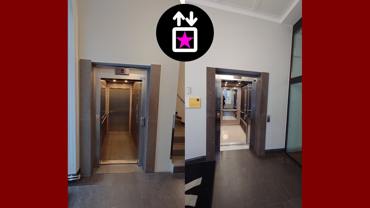 Stockholm, SWE: 2x Very different types of MRL-Traction Elevators at Garnisonen, Linnégatan 89E