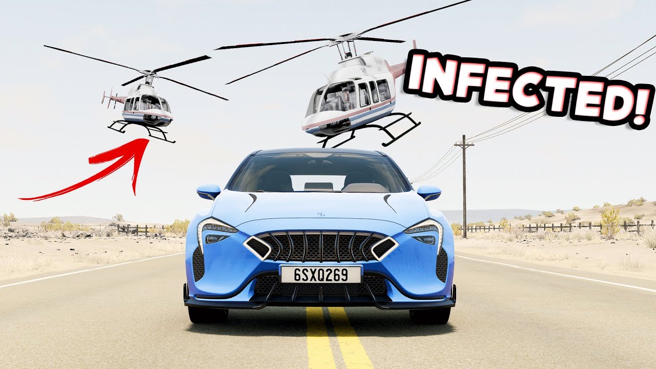 BeamNG Infection But We Are Being Chased By An Infected HELICOPTER!