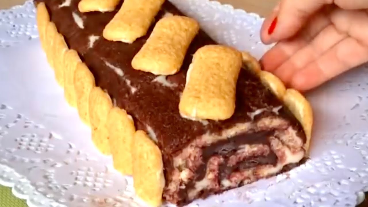 ZUPPA INGLESE ROLL ricetta veloce con pavesini di 2 colori  -  SPECIALE 