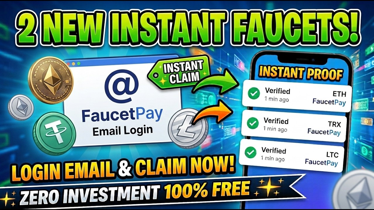 2 NEW FaucetPay Instant Claim Sites! Earn FREE Crypto (Withdraw Proof 2026)