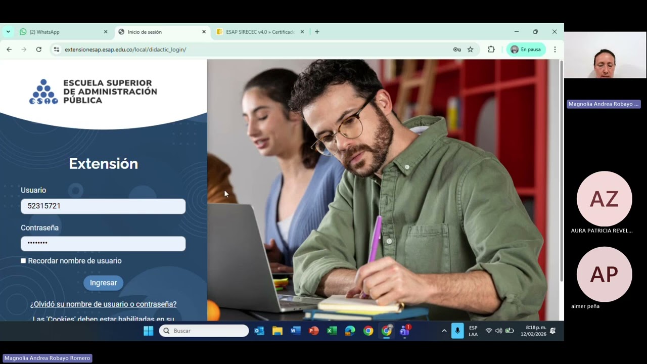 UNICA reunión de bienvenida y  uso de plataformas Diplomado Transparencia, Integridad, Prevención y