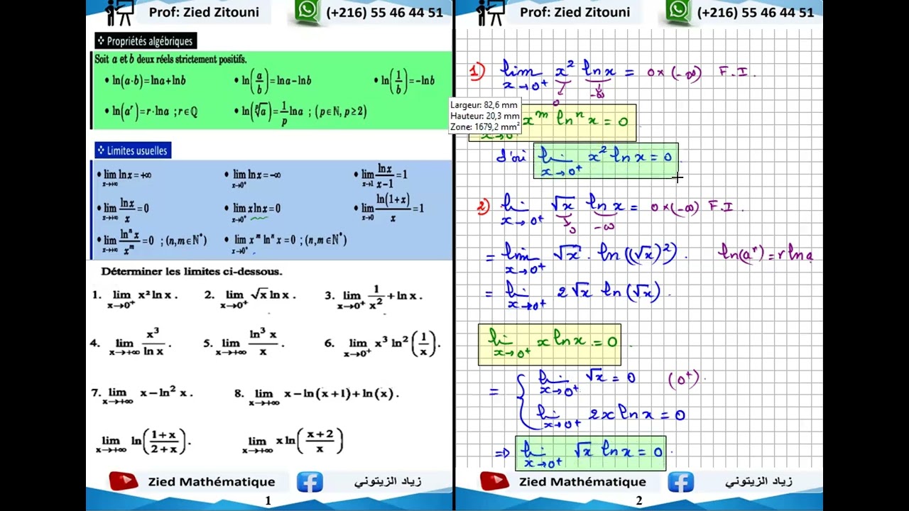 17 - Logarithme Népérien. Calcul Des Limites. Bac Math / Science / Technique / Info / Eco.