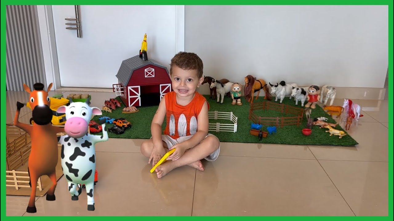RED TRAILER TRANSPORTING FARM ANIMALS / CARRETA VERMELHA TRANSPORTANDO OS ANIMAIS DA FAZENDA
