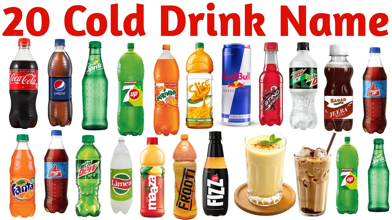 20 कोल्ड ड्रिंक के नाम | Learn 20 Cold Drink Names in English with Pictures and Sounds for Kids