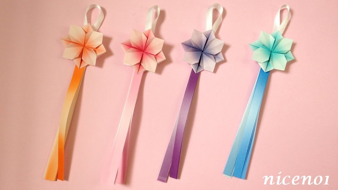 折り紙 七夕飾り  可愛い花の飾りの作り方 Origami flower decoration tutorial（niceno1）