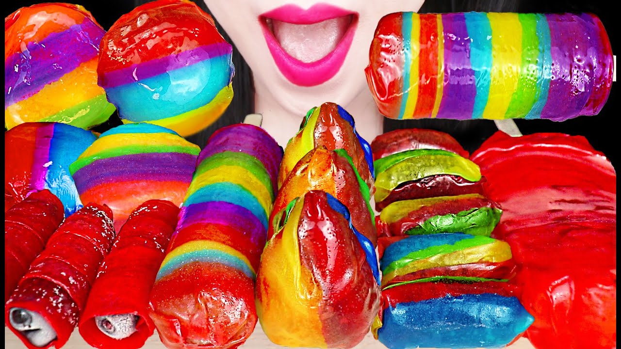 ASMR FROZEN FRUIT ROLL UPS ICE CREAM 롤업 젤리 아이스크림 먹방 MUKBANG