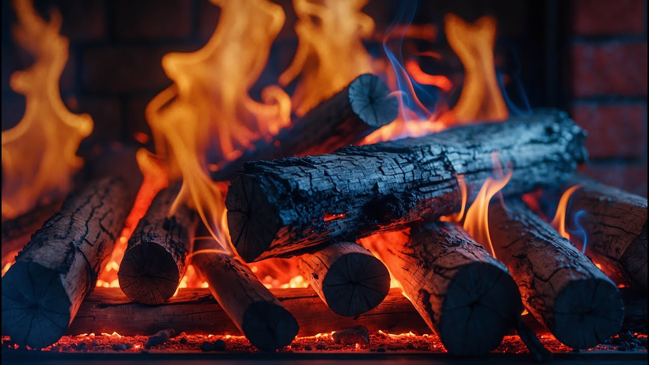 Relaxing Fireplace with Soft Flames and Burning Logs for Sleep, Study & Meditation