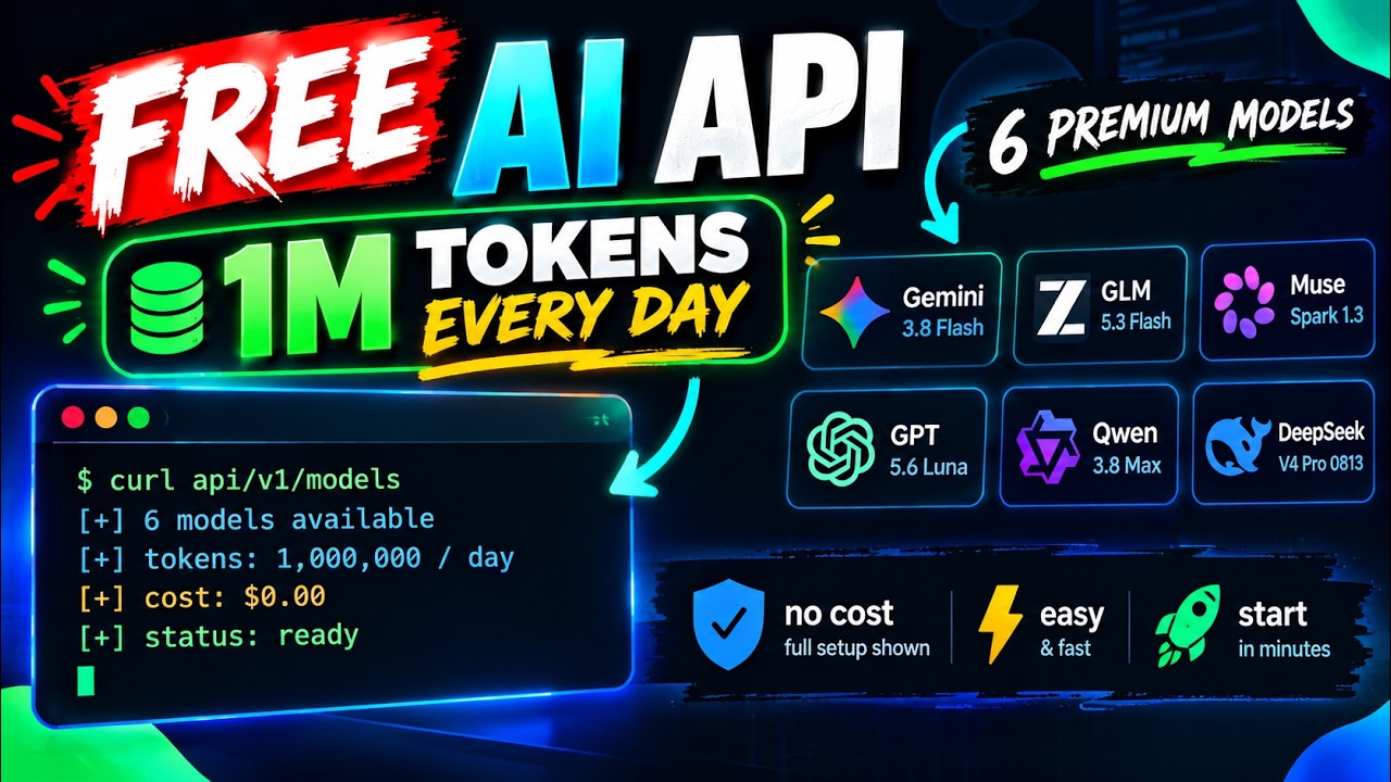 БЕСПЛАТНЫЙ AI API &mdash; 6 премиум-моделей + 1 млн токенов ежедневно (полная настройка)