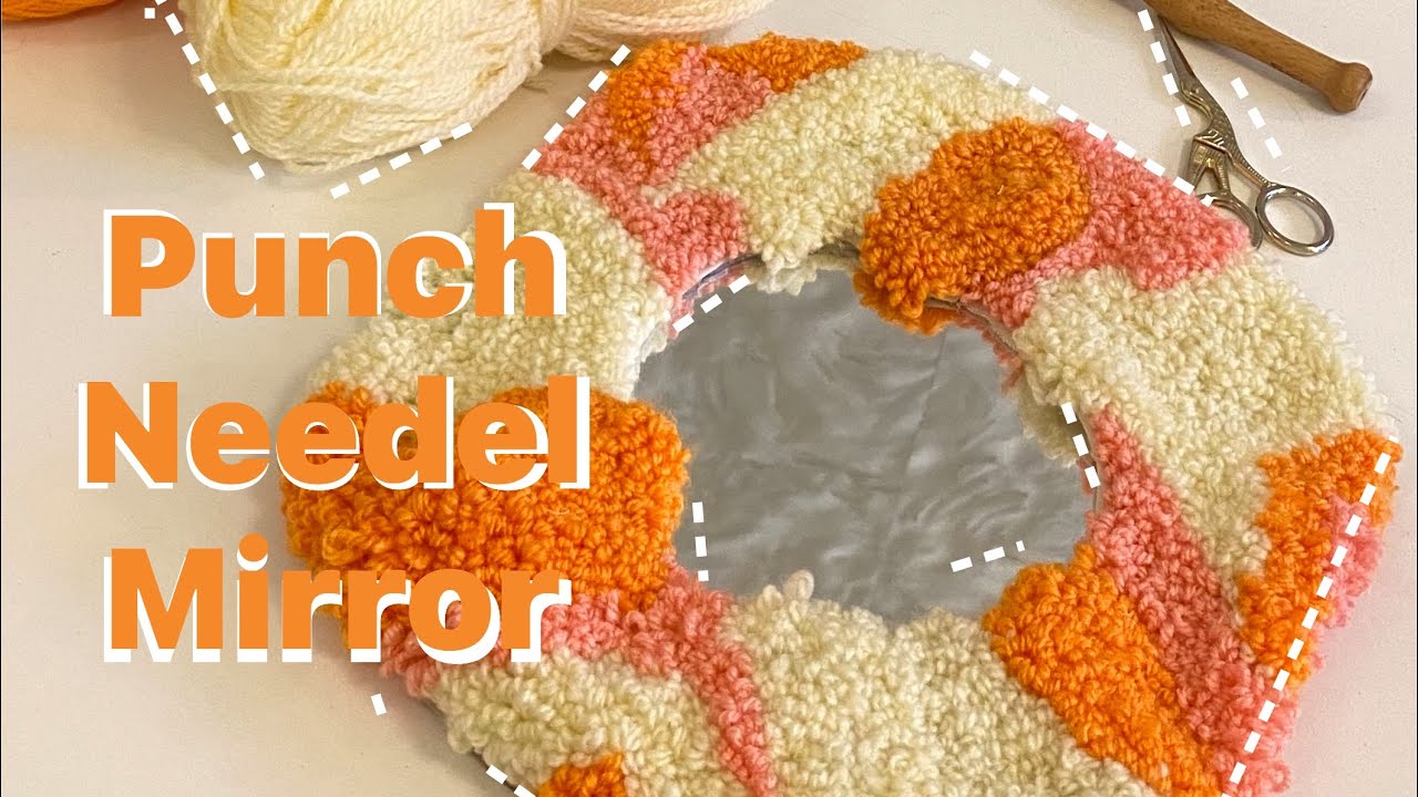 Punch needle mirror عمل مراية ابرة النفاش/تطريز/عمل يدوي/