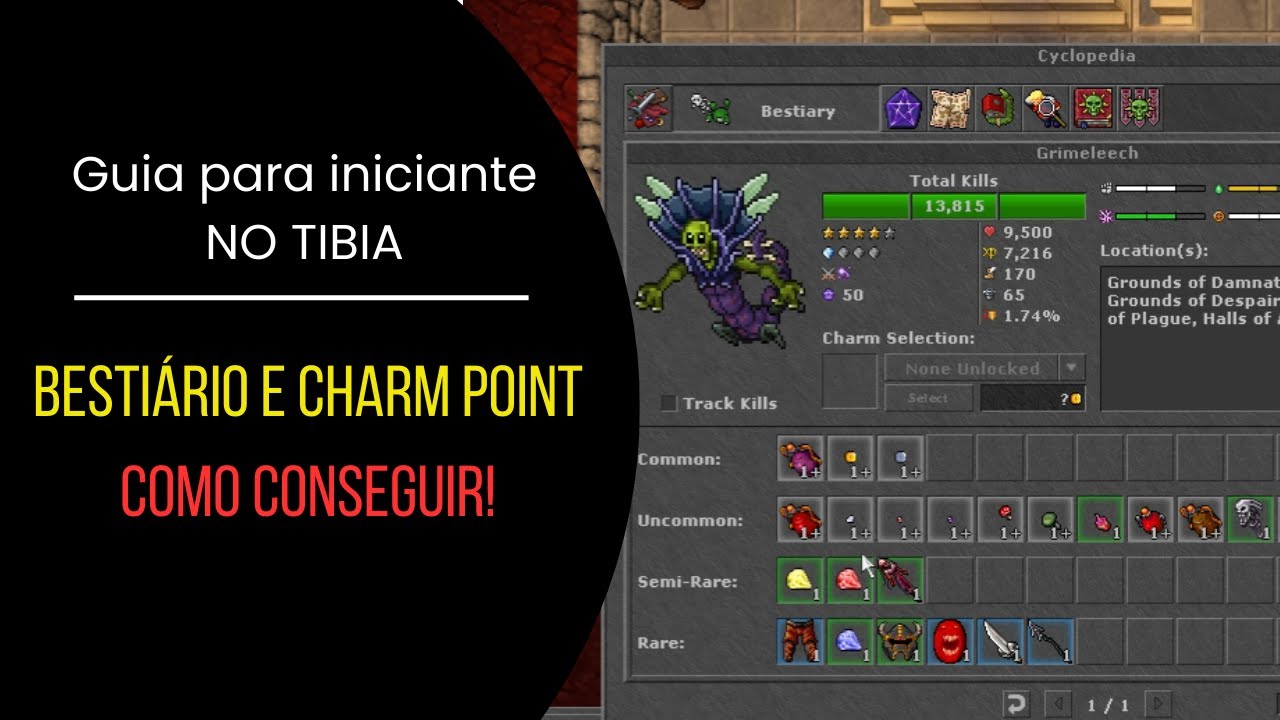 Bestiário e charm no Tibia. Você precisa saber disso