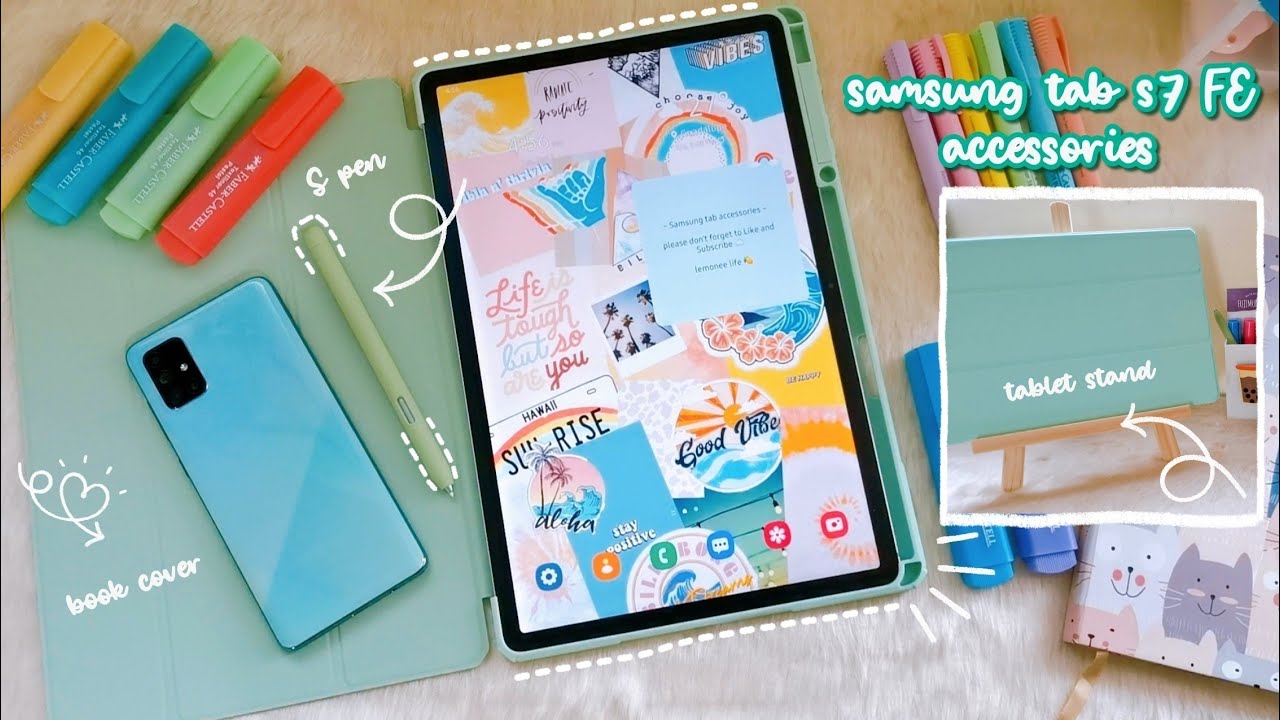 unboxing samsung galaxy tab S7 FE accessories 📦 | (aesthetic & ASMR) 🍂