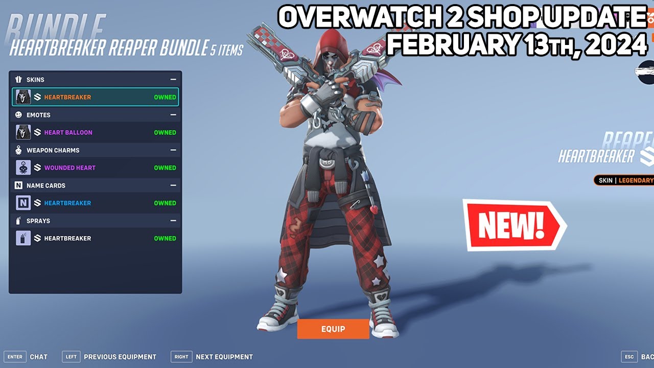 *NEW* HEARTBREAKER REAPER AND OWL SKINS?! Overwatch 2 Shop Update [February 13th, 2024]