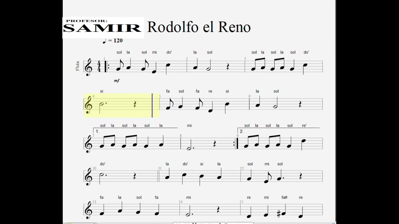 Rodolfo el reno con notas