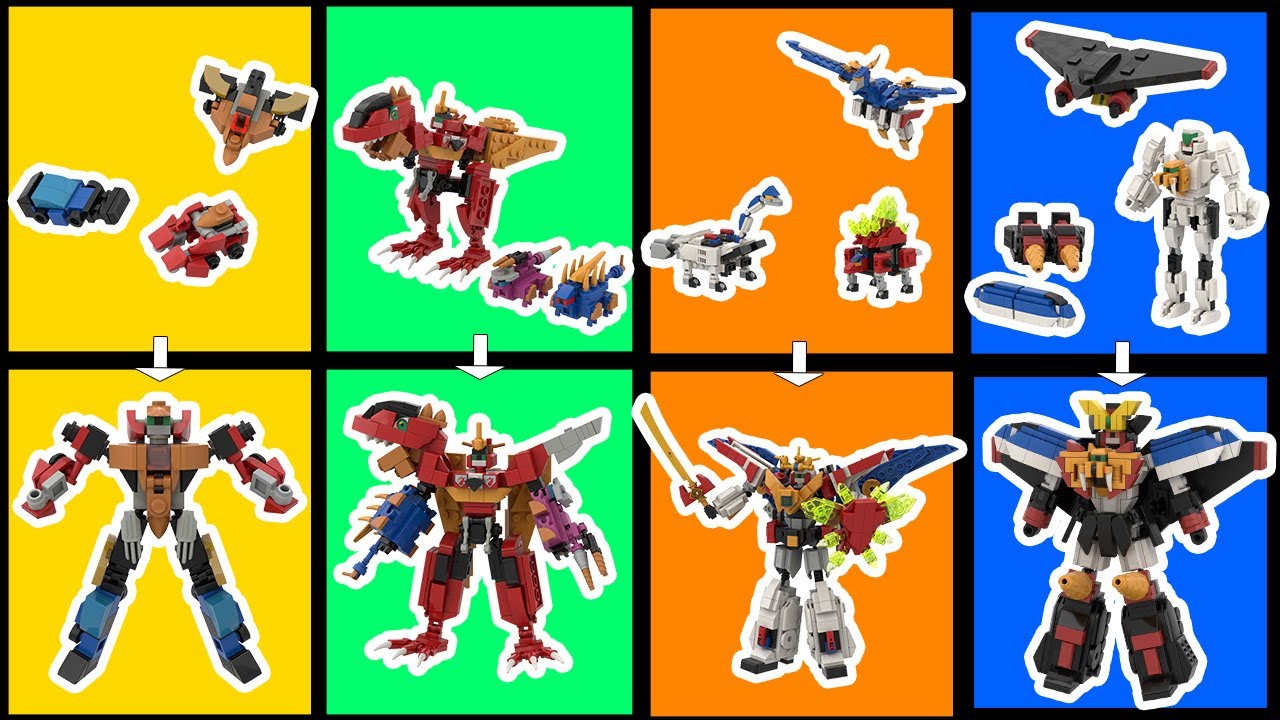 every combined robot but in LEGO!(lego stopmotion compilation) GAOGAIGAR, POWERRANGERS,