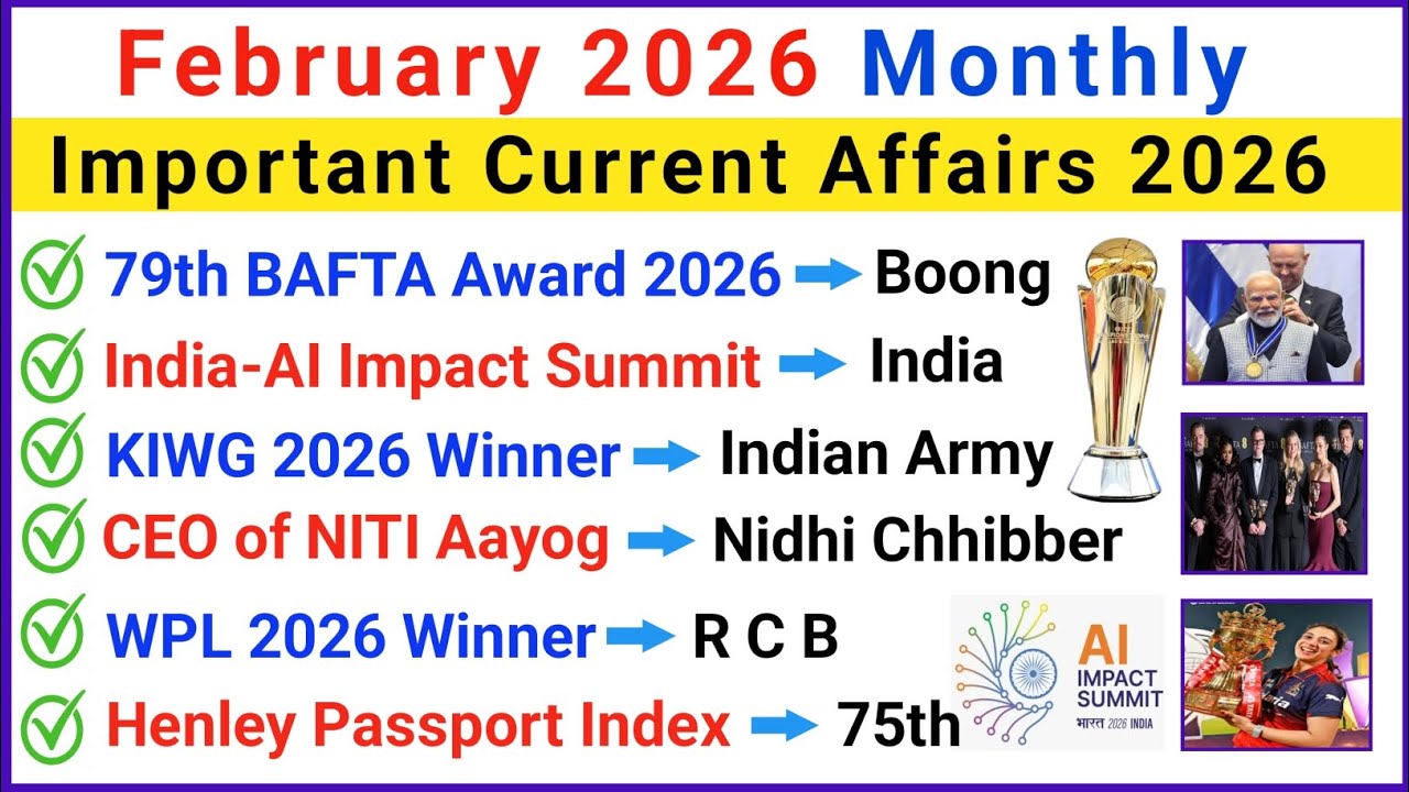 February 2026 Monthly Current Affairs | February Current Affairs 2026 | Current Affairs 2026